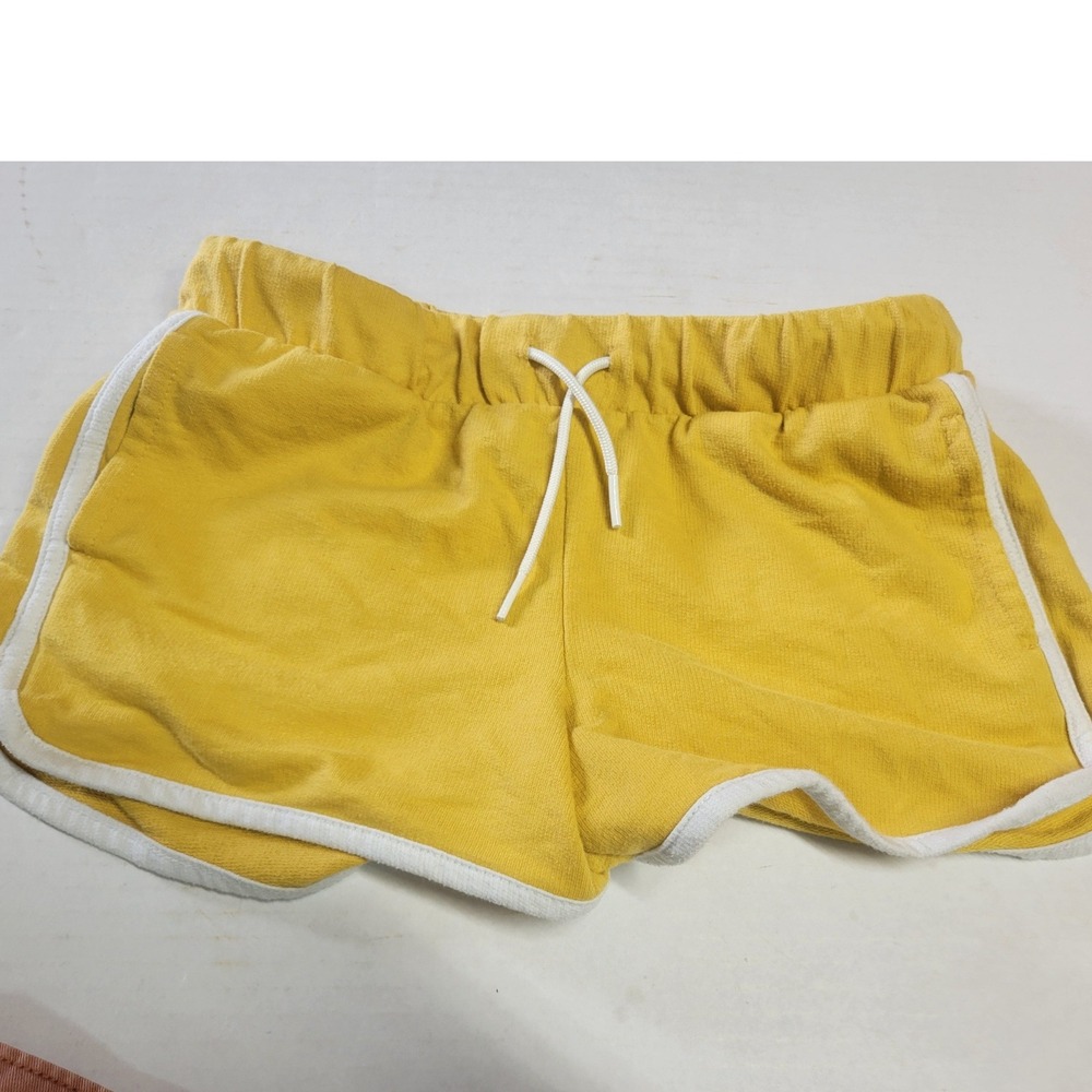 Old Navy Girls Yellow Dolphin Shorts White Contrast Trim Size L 10-12 Retro